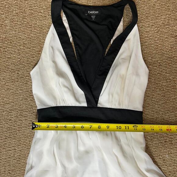 Y2K Bebe White & Black Asymmetrical Hem Mini Dress/Top - Picture 8 of 8